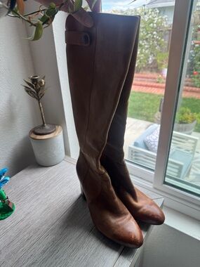 Over-the-Knee Brown Leather Riding Boots